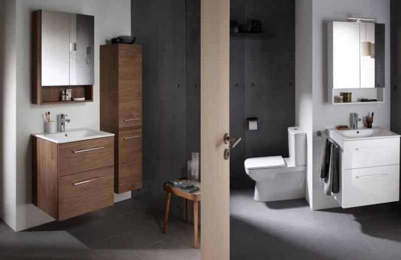 DULAP CU OGLINDA 80 CM SELNOVA SQUARE CU DOUA USI, ALB